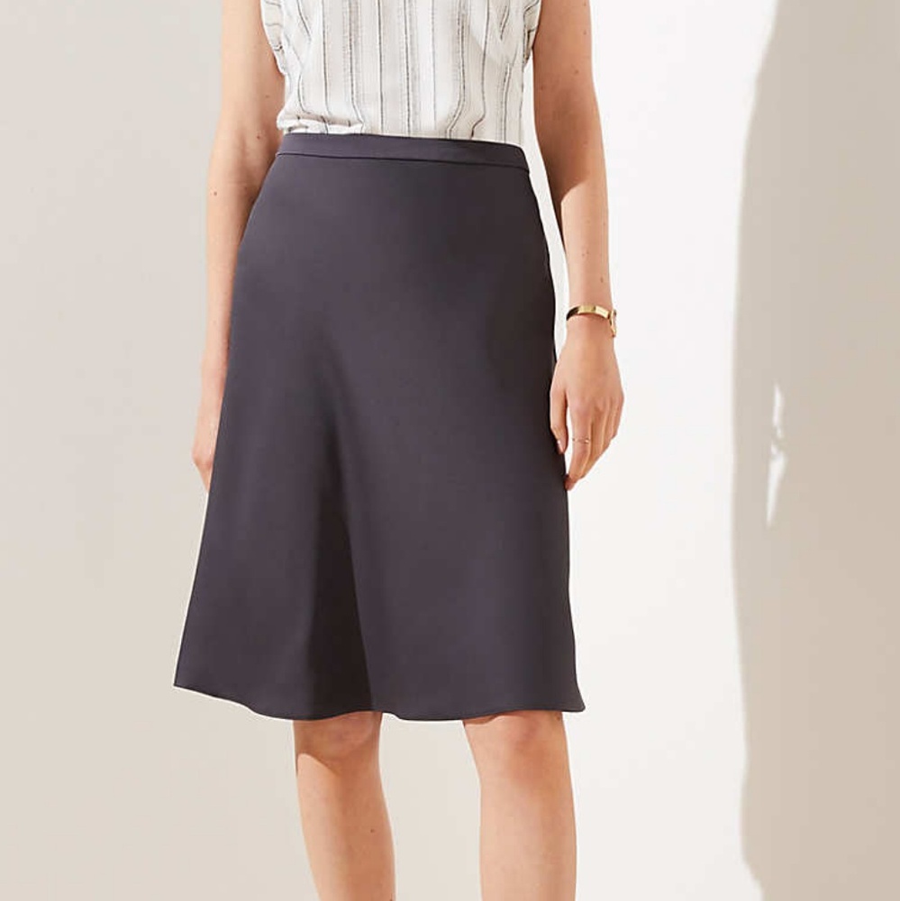 Loft Satin Midi Skirt Size 8